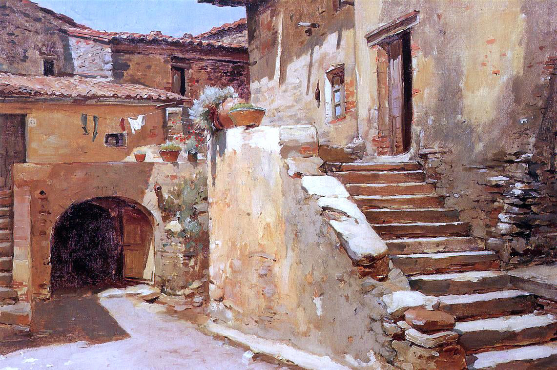 Frank Duveneck An Italian Courtyard - Canvas Print