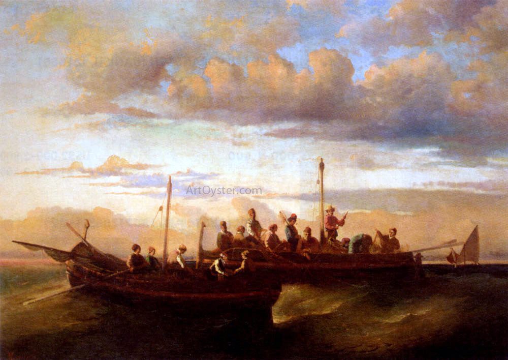 Adolphe-Joseph-Thomas Monticelli Italian Fishing Vessels at Dusk - Canvas Print