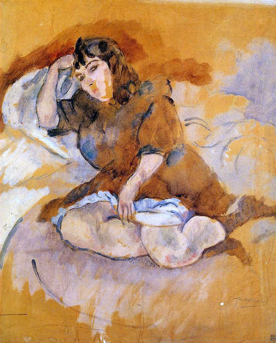 Jules Pascin Italian Girl, Seated - Canvas Print