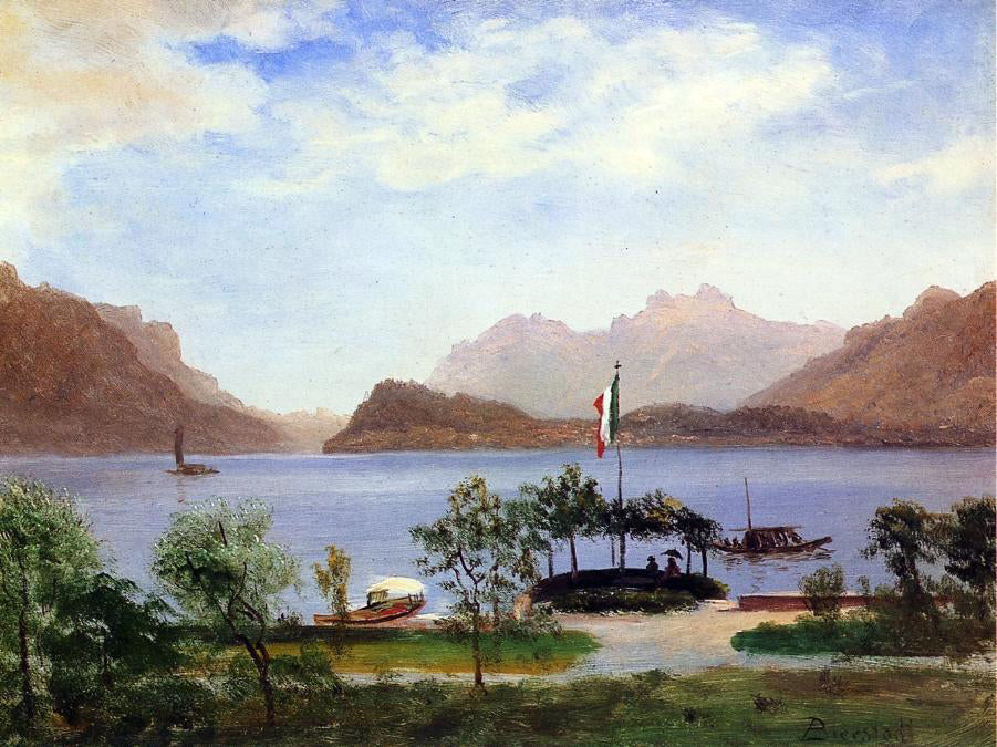 Albert Bierstadt Italian Lake Scene - Canvas Print