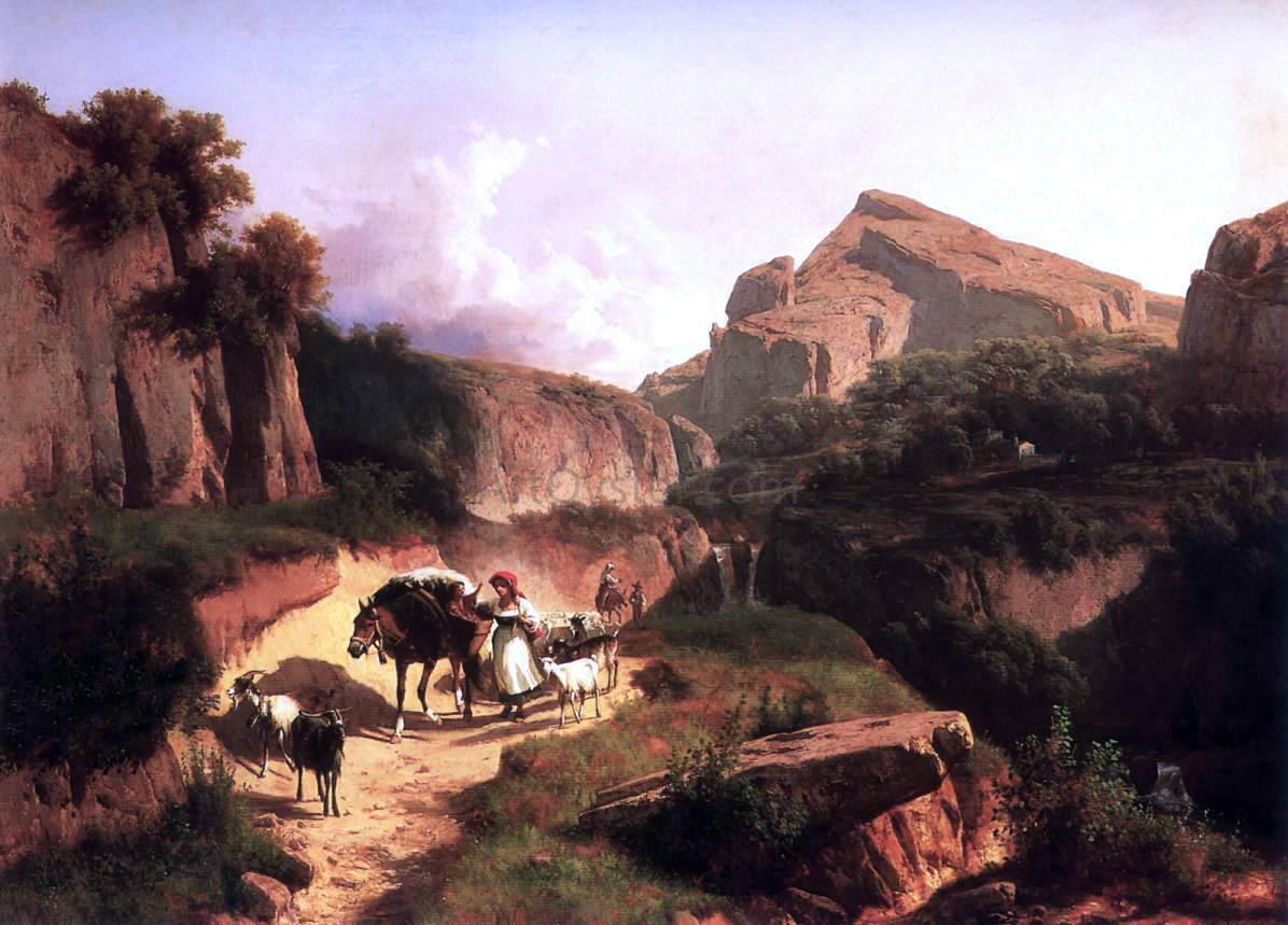 Andres Marko Italian Landscape with Sheperdess - Canvas Print