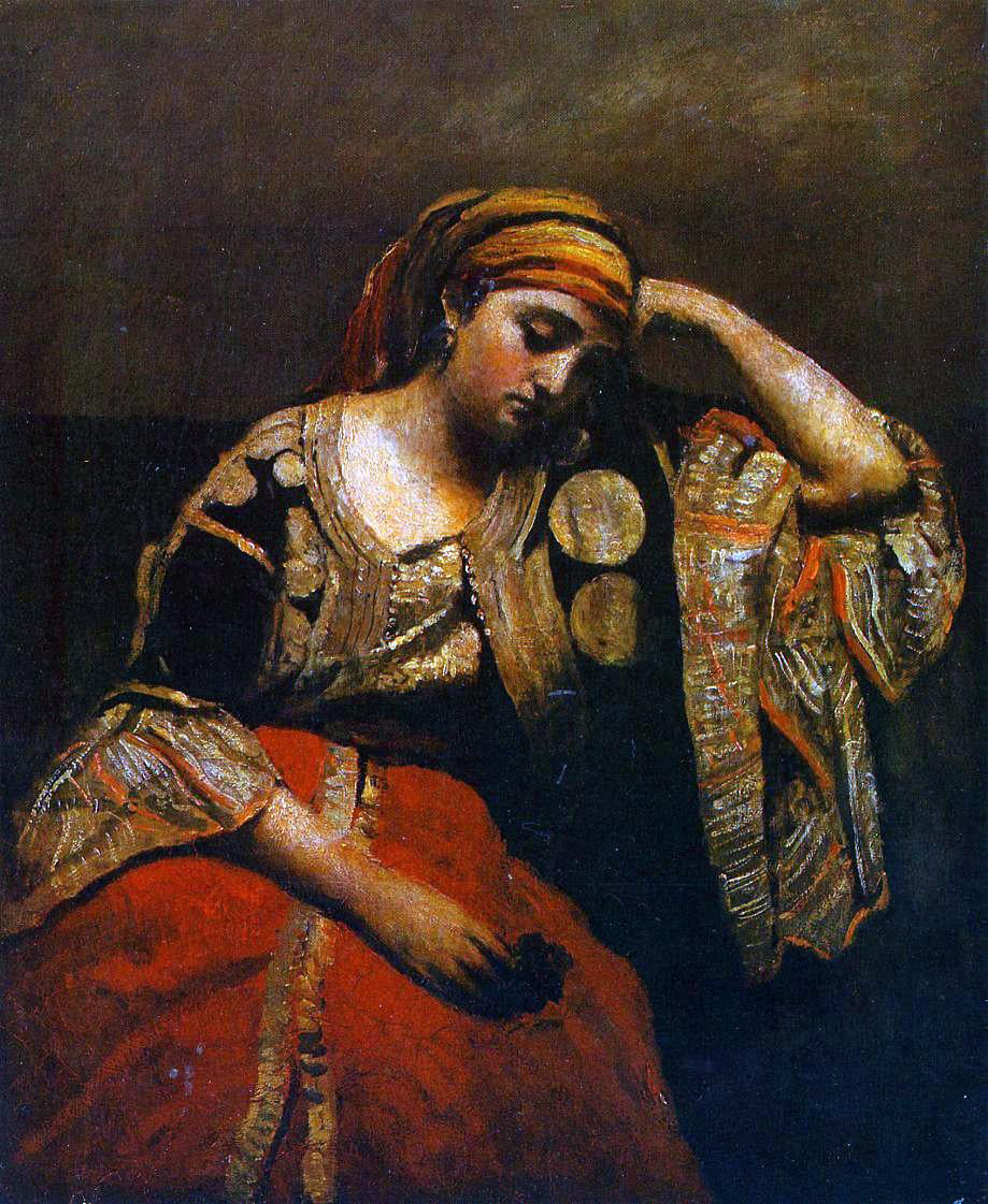 Jean-Baptiste-Camille Corot Italian Woman (also known as Jewish Algerian Woman) - Canvas Print