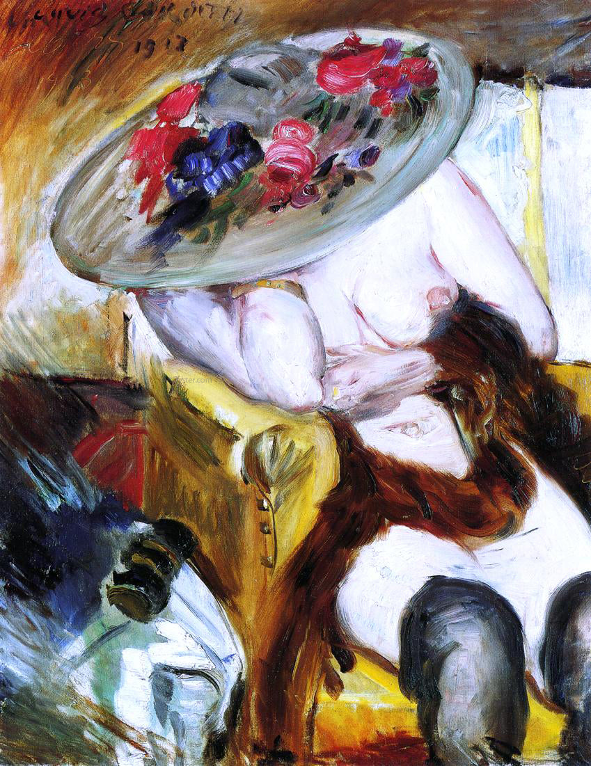 Lovis Corinth Italian Woman in a Yellow Chair - Canvas Print