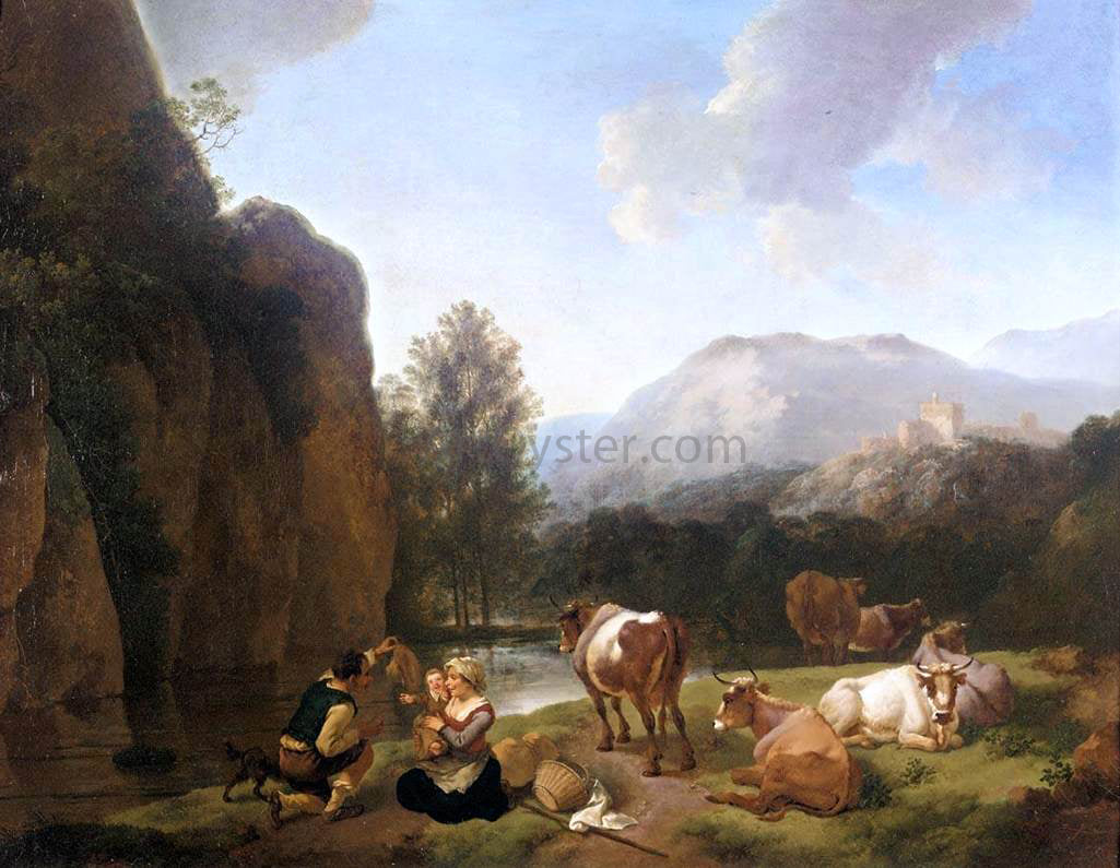 Christian Ernst Dietrich Italianate Landscape - Canvas Print