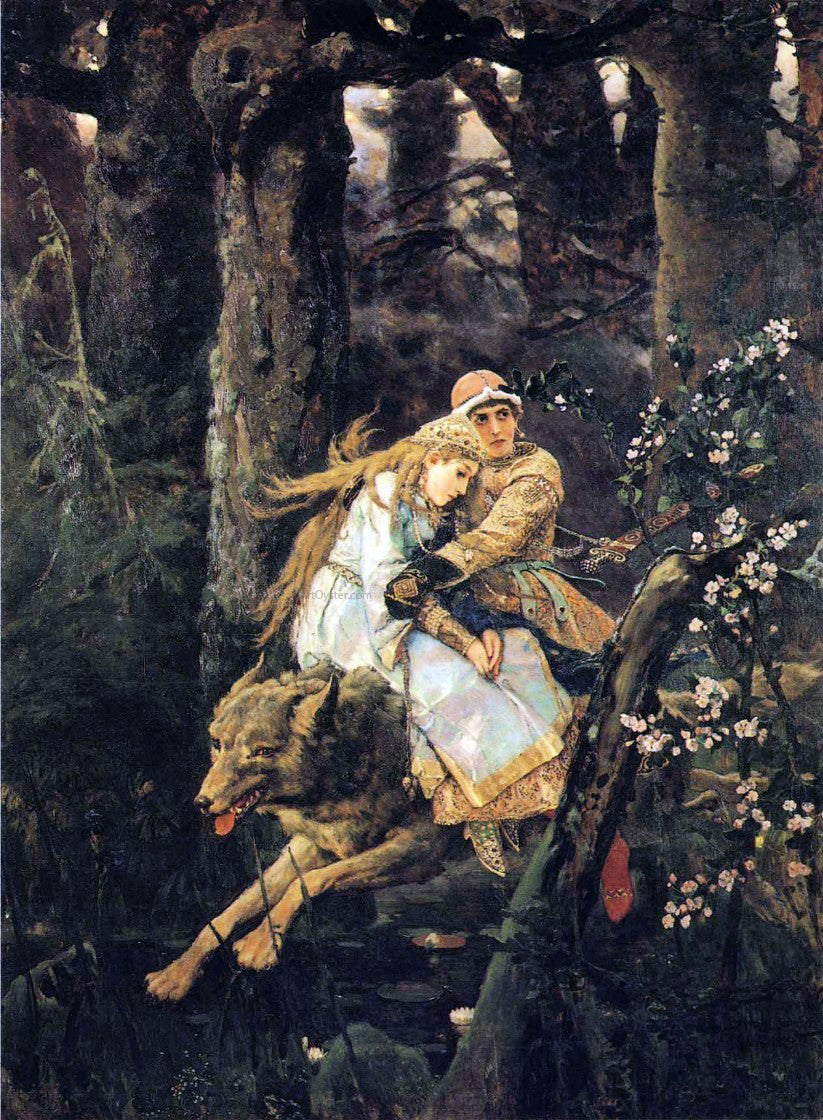 Victor Mikhail Vasnetsov Ivan Tsarevitch Riding the Grey Wolf - Canvas Print
