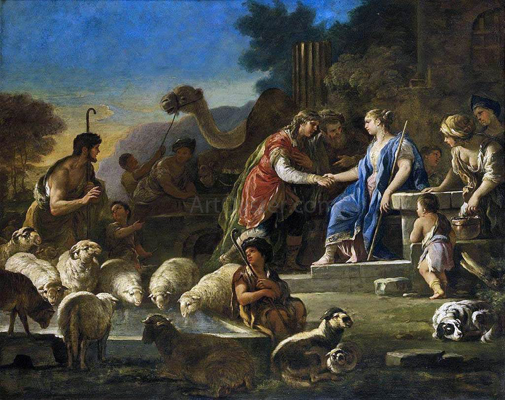 Luca Giordano Jacob and Rachel at the Well - Canvas Print