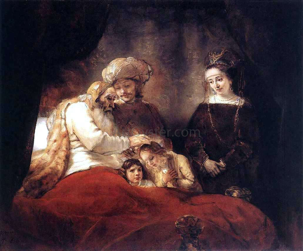 Rembrandt Van Rijn Jacob Blessing the Children of Joseph - Canvas Print