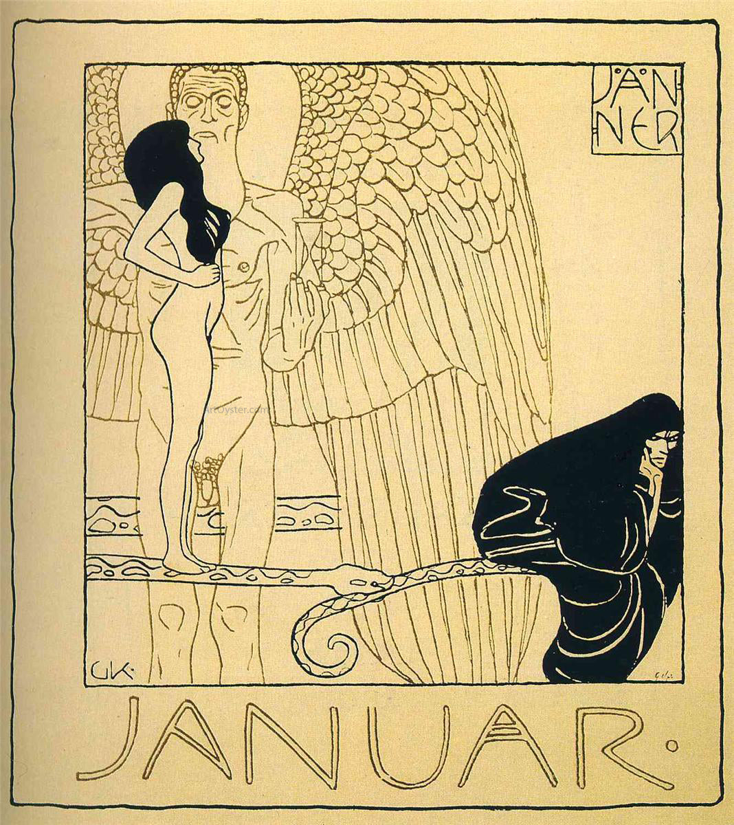 Gustav Klimt Januar - Canvas Print