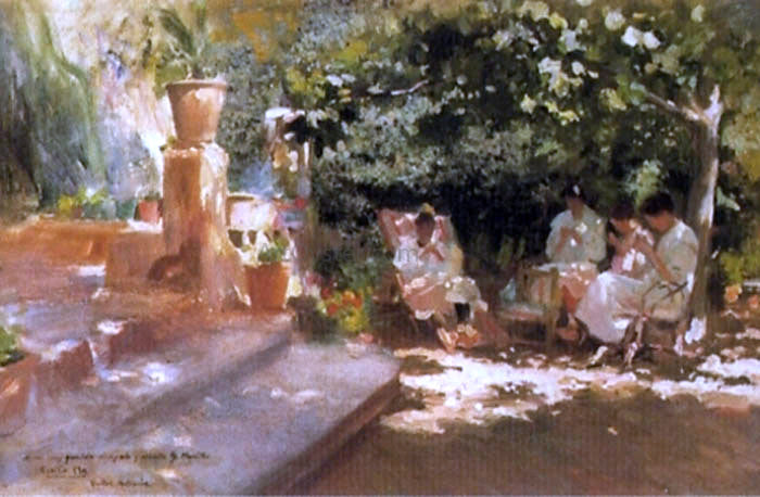 Cecilio Pla y Gallardo Jardin con Metas - Canvas Print