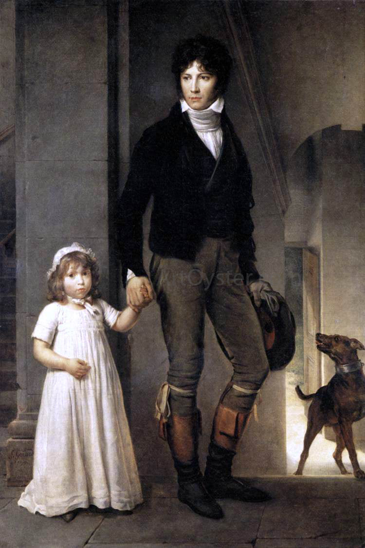 Baron Francois Gerard Jean-Baptist Isabey, Miniaturist, with his Daughter - Canvas Print
