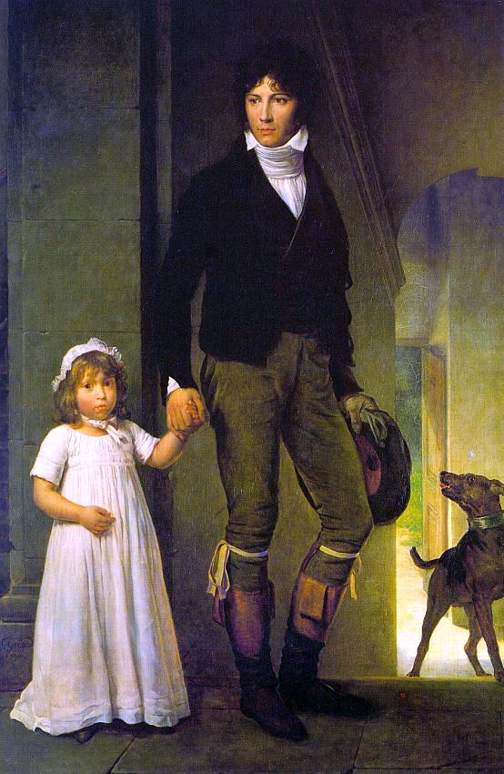 Baron Francois Gerard Jean-Baptiste Isabey and his Daughter - Canvas Print