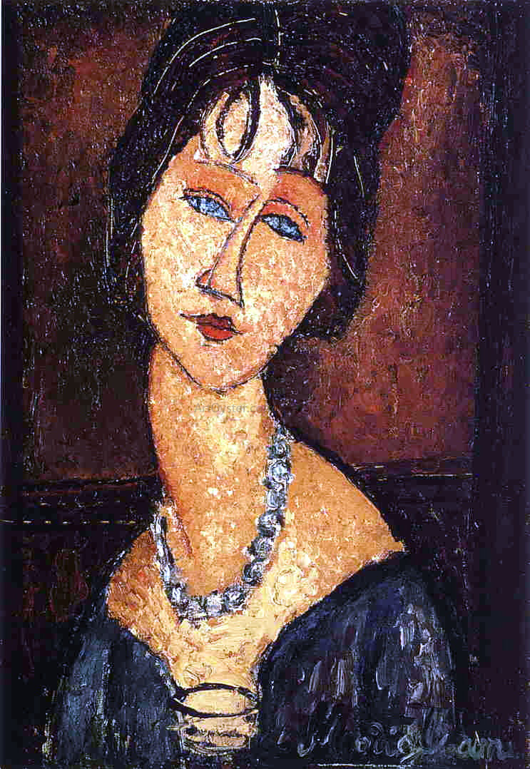 Amedeo Modigliani Jeanne Hebuterne with Necklace - Canvas Print