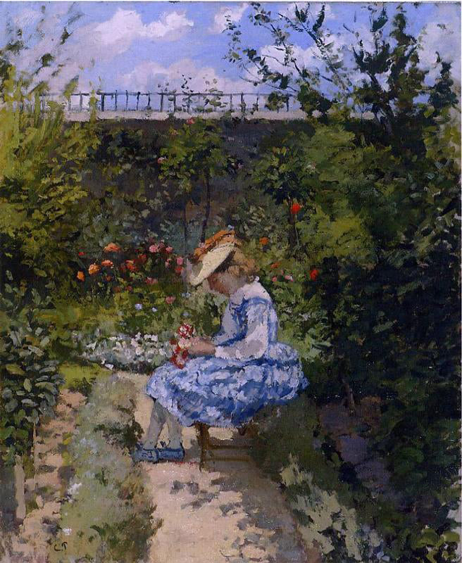 Camille Pissarro Jeanne in the Garden, Pontoise - Canvas Print