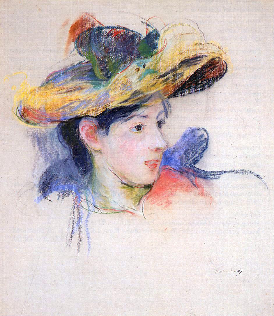 Berthe Morisot Jeanne Pontillon Wearing a Hat - Canvas Print