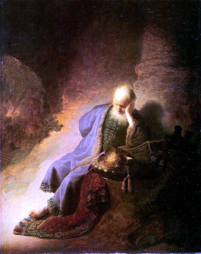 Rembrandt Van Rijn Jeremiah Lamenting the Destruction of Jerusalem - Canvas Print