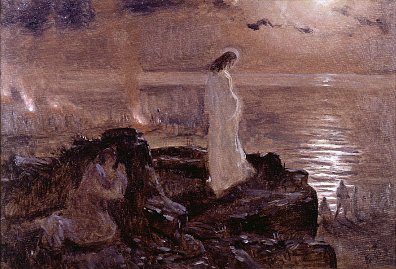 Antonio Munoz Degrain Jesus en el Lago Tiberiades (Boceto) - Canvas Print