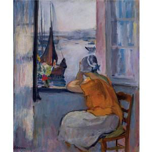 Henri Lebasque Jeuen femme devant la fenetre ouverte a l'Ile d'Yeu - Canvas Print