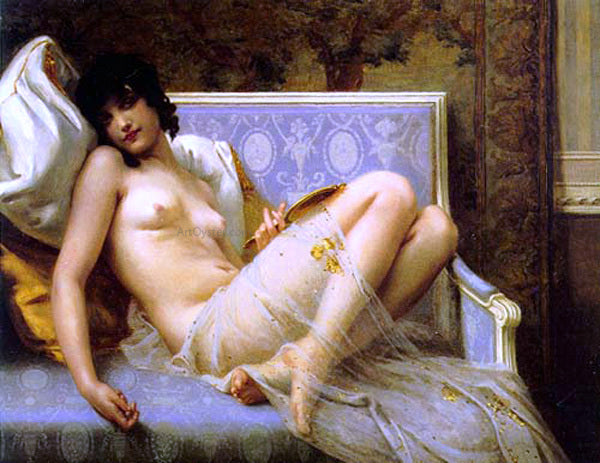Guillaume Seignac Jeune femme denudee sur canape - Canvas Print