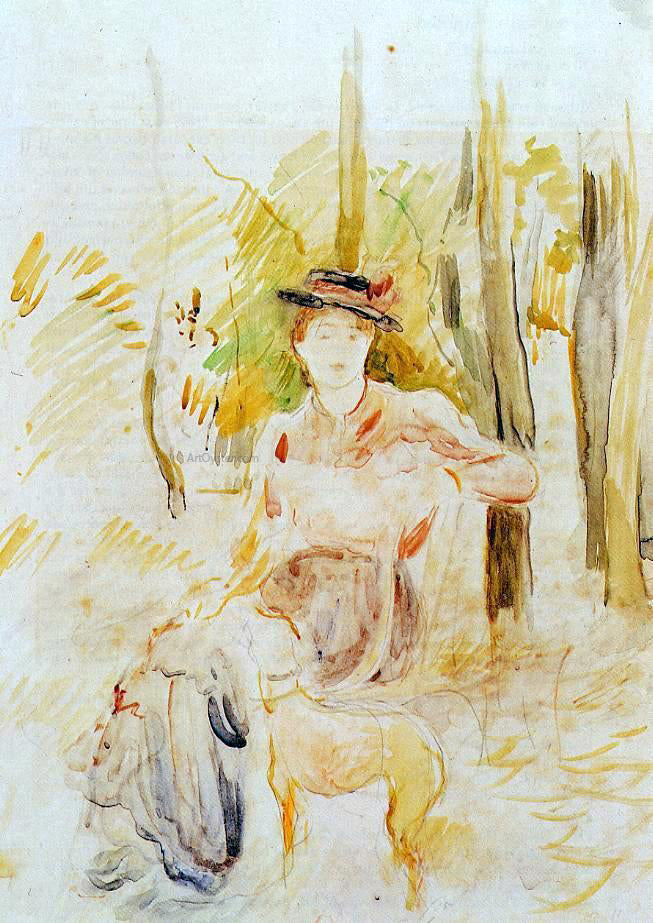 Berthe Morisot Jeune Fille a la Levrette - Canvas Print