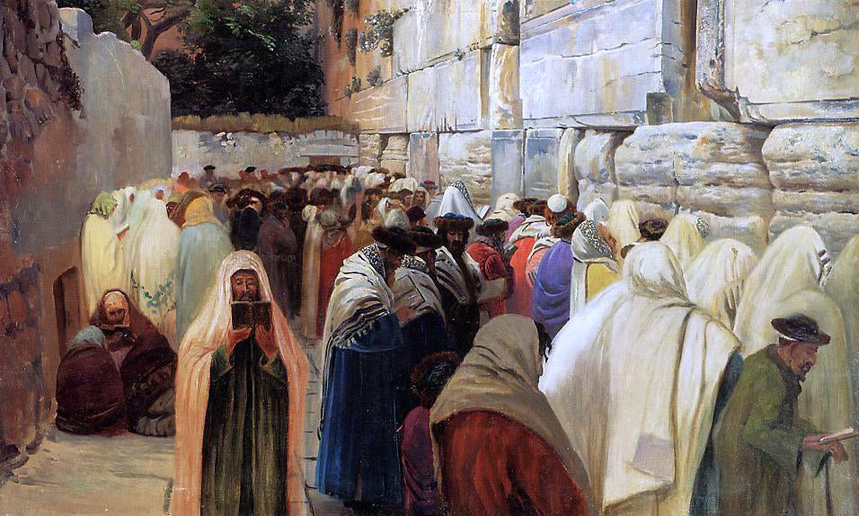 Gustav Bauernfeind Jews at the Wailing Wall - Canvas Print
