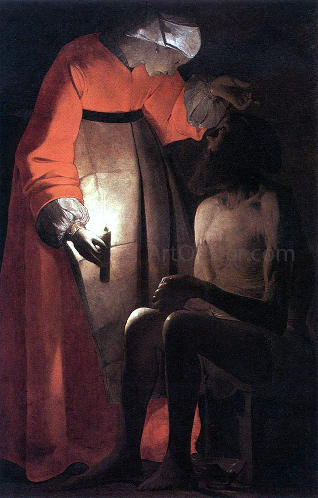 Georges De La Tour Job Mocked by his wife - Canvas Print