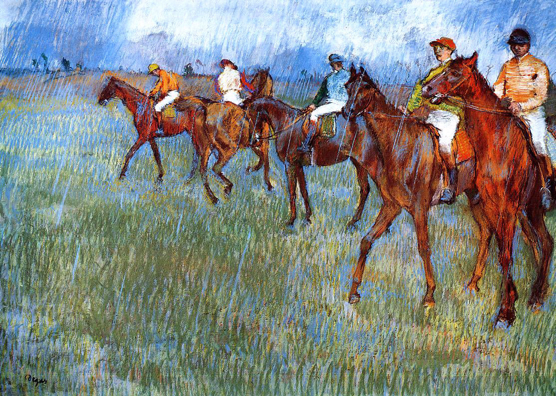 Edgar Degas Jockeys in the Rain - Canvas Print