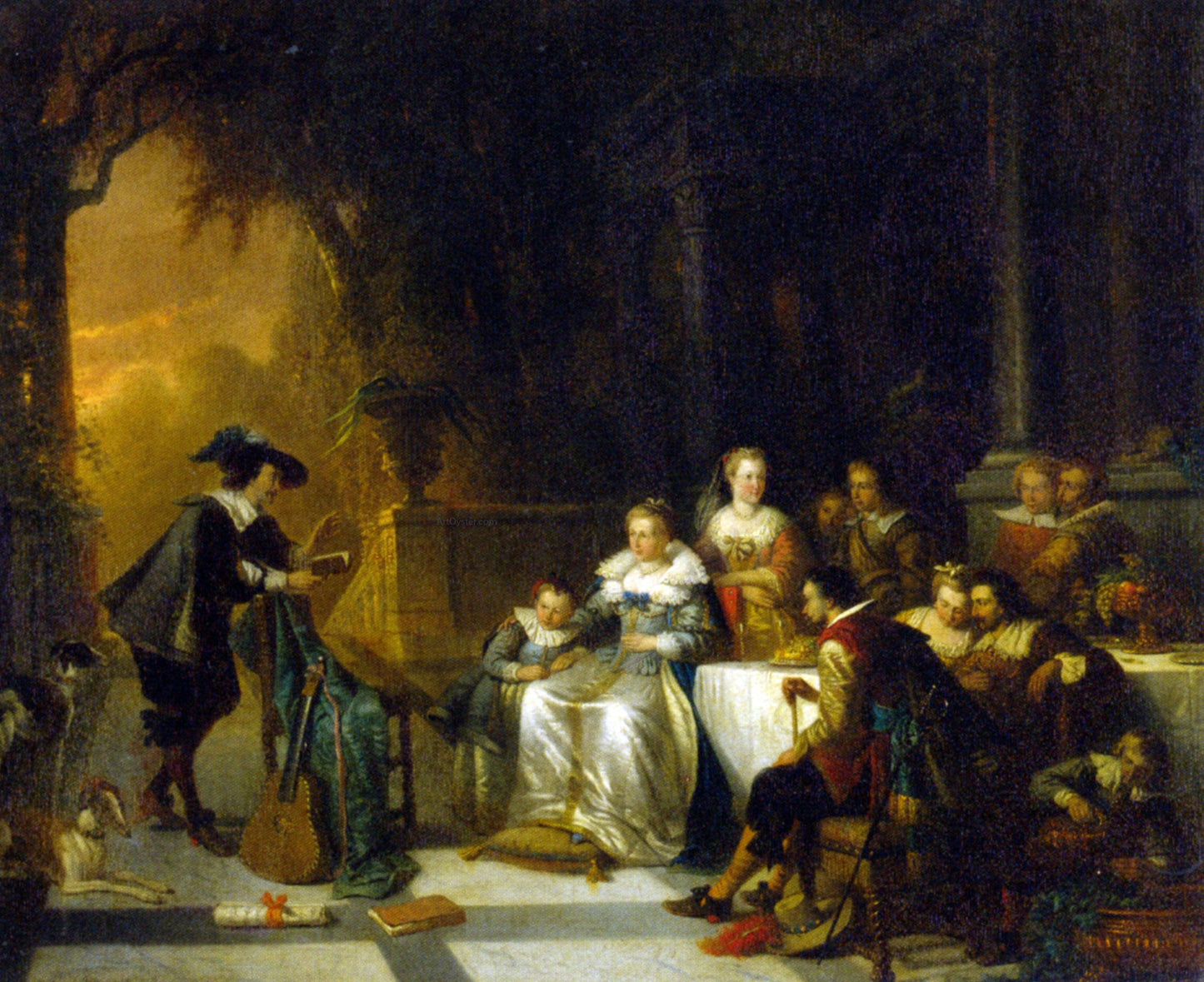 Adrien Ferdinand De Braekeleer John Dryden Reading one of His Poems Before the Court - Canvas Print