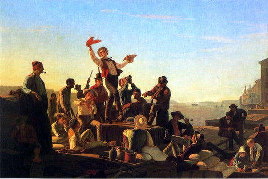 George Caleb Bingham Jolly Flatboatmen in Port - Canvas Print