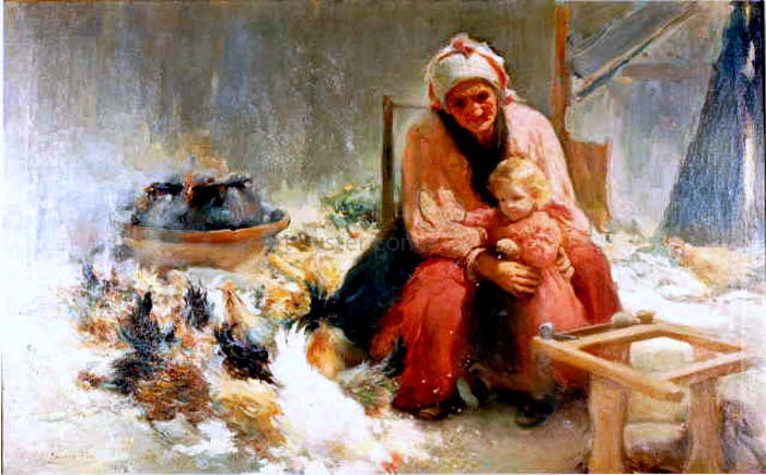 Cecilio Pla y Gallardo Jugando en el Patio - Canvas Print