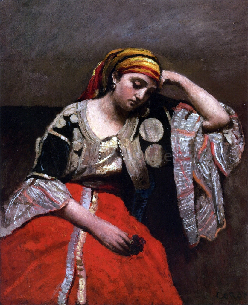 Jean-Baptiste-Camille Corot Juive d'Alger (also known as L'Italienne) - Canvas Print