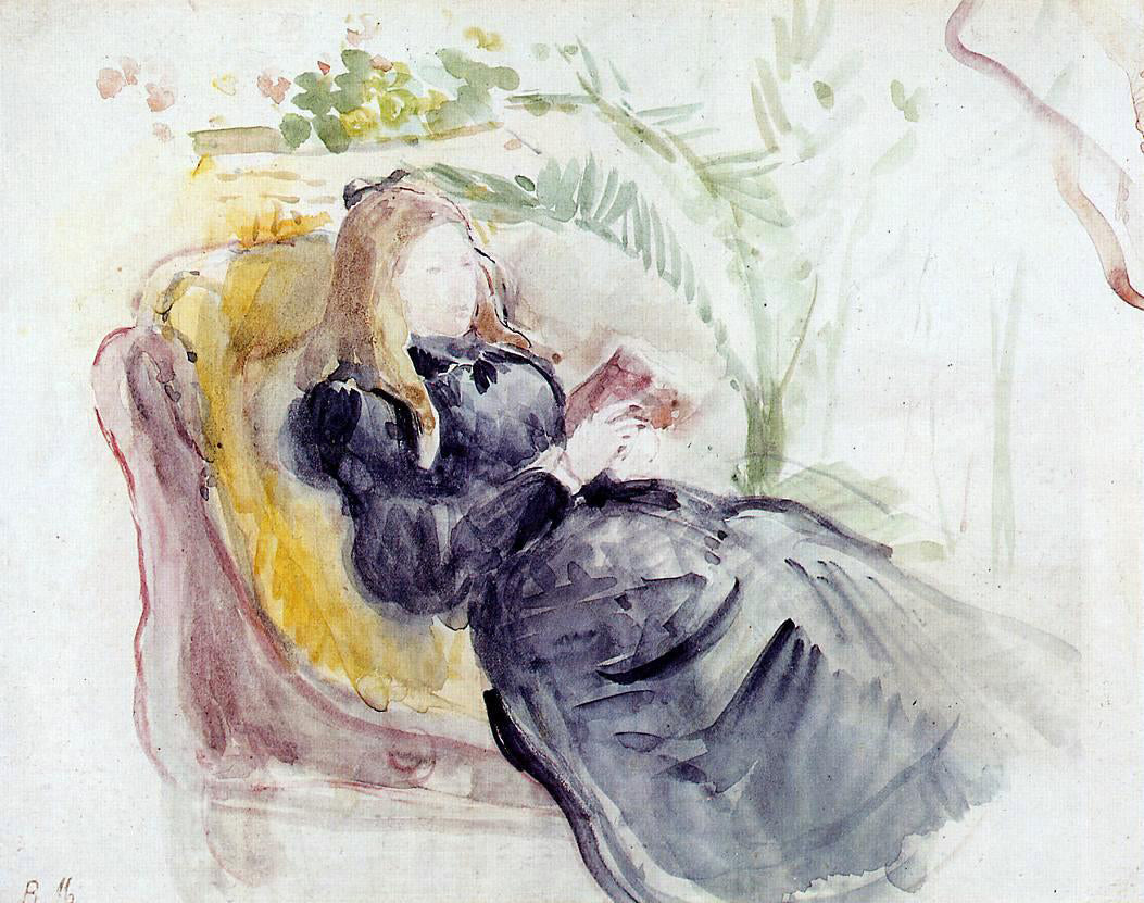 Berthe Morisot Julie Manet, Reading in a Chaise Lounge - Canvas Print