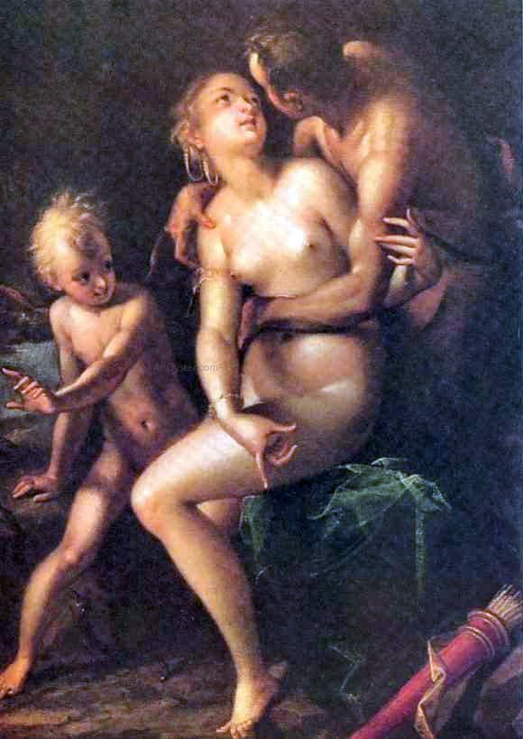 Hans Von Aachen Jupiter umarmt Antiope - Canvas Print