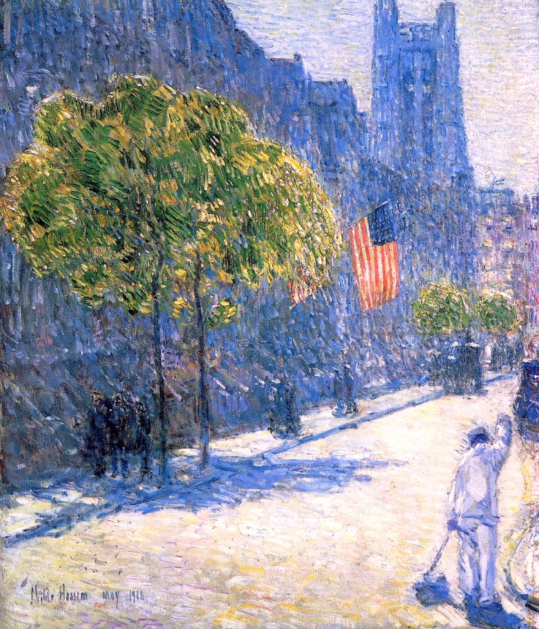 Frederick Childe Hassam Just Off the Avenue, Fifty-Third Street, May, 1916 - Canvas Print