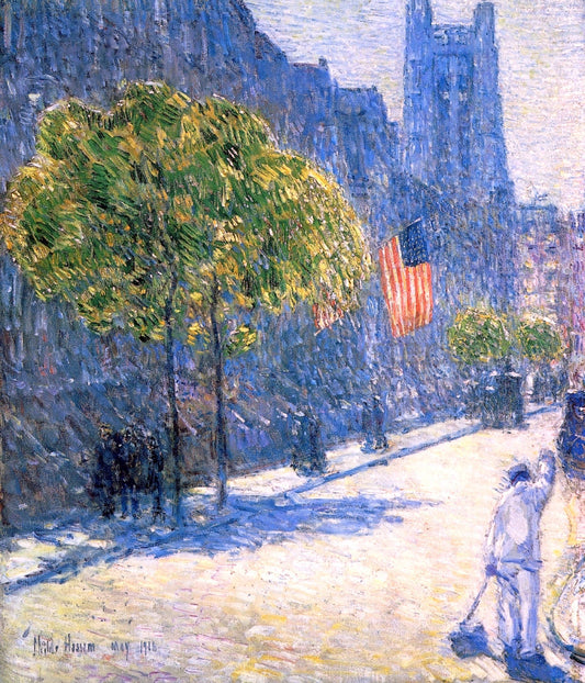 Frederick Childe Hassam Just Off the Avenue, Fifty-Third Street, May, 1916 - Canvas Print