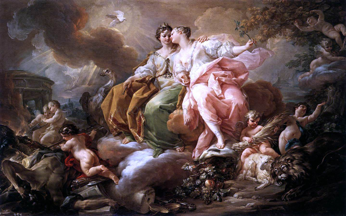 Corrado Giaquinto Justice and Peace - Canvas Print