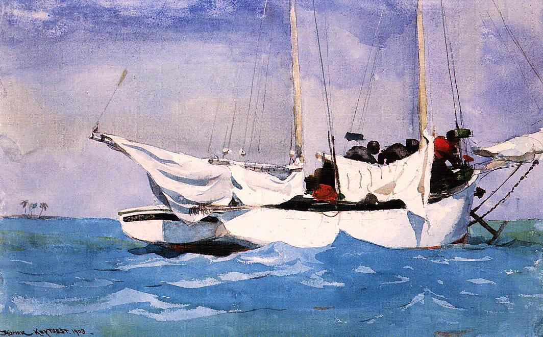Winslow Homer Key West, Hauling Anchor - Canvas Print