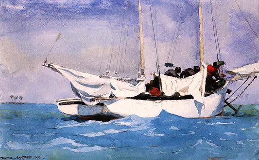 Winslow Homer Key West, Hauling Anchor - Canvas Print