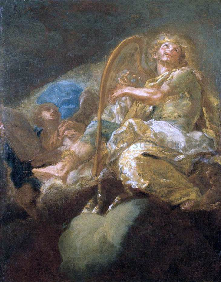 Giacomo Del Po King David Playing the Harp - Canvas Print