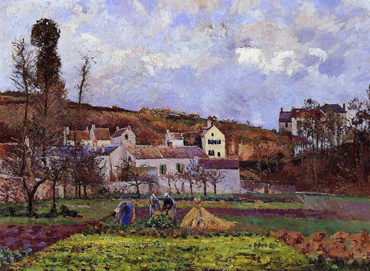 Camille Pissarro Kitchen Gardens at l'Hermitage, Pontoise - Canvas Print