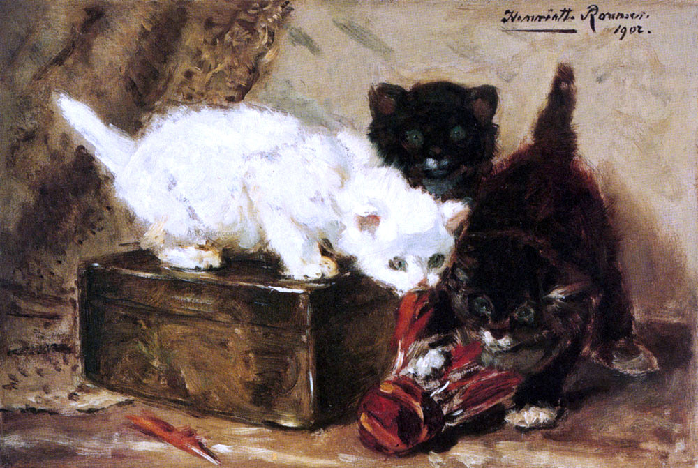 Henriette Ronner-Knip Kittens At Play - Canvas Print