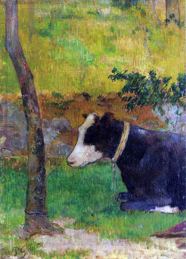 Paul Gauguin Kneeling Cow - Canvas Print