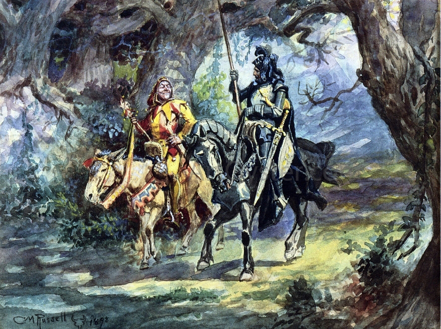 Charles Marion Russell Knight and Jester - Canvas Print