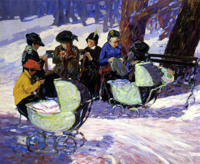 George Luks Knitting for the Soldiers: High Bridge Park - Canvas Print