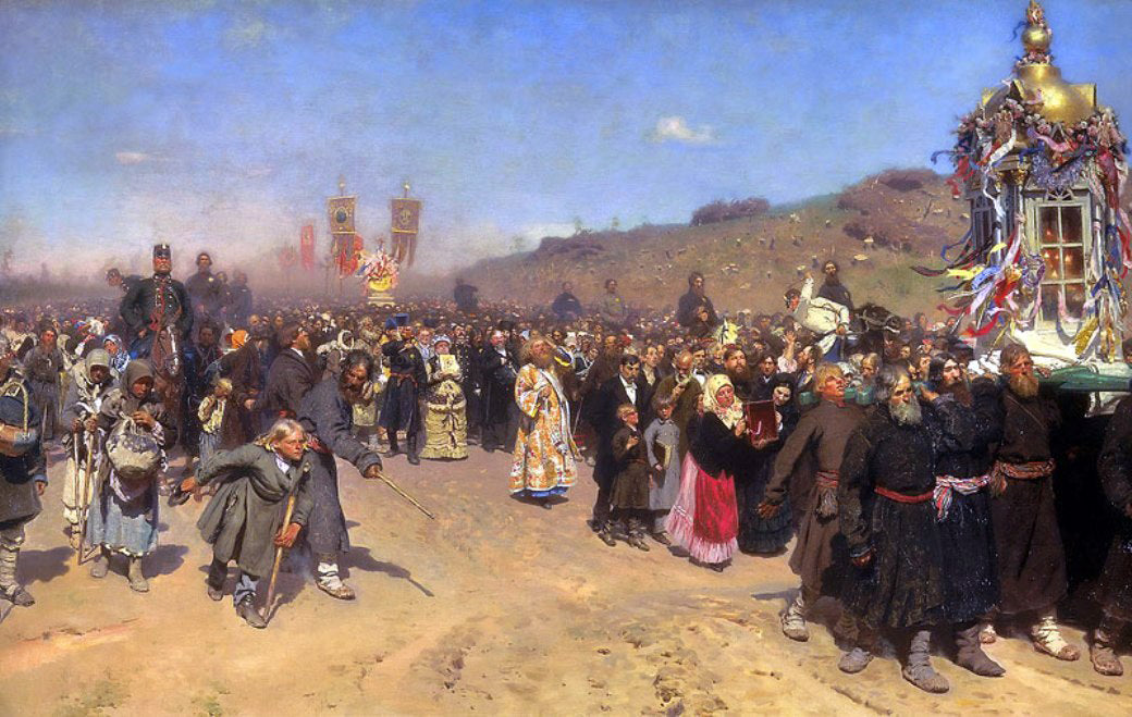 Ilia Efimovich Repin Krestny Khod (Religious Procession) in Kursk Gubernia - Canvas Print