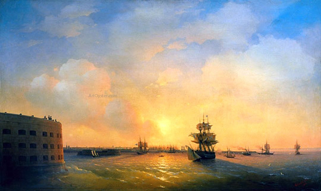 Ivan Constantinovich Aivazovsky Kronshtadt, Fort The emperor Alexander - Canvas Print