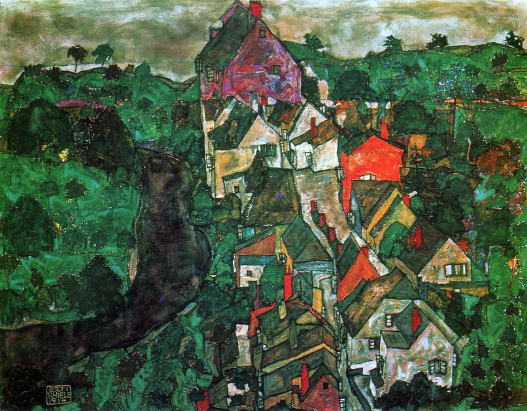 Egon Schiele Krumau Landscape (also known as Town and River) - Canvas Print