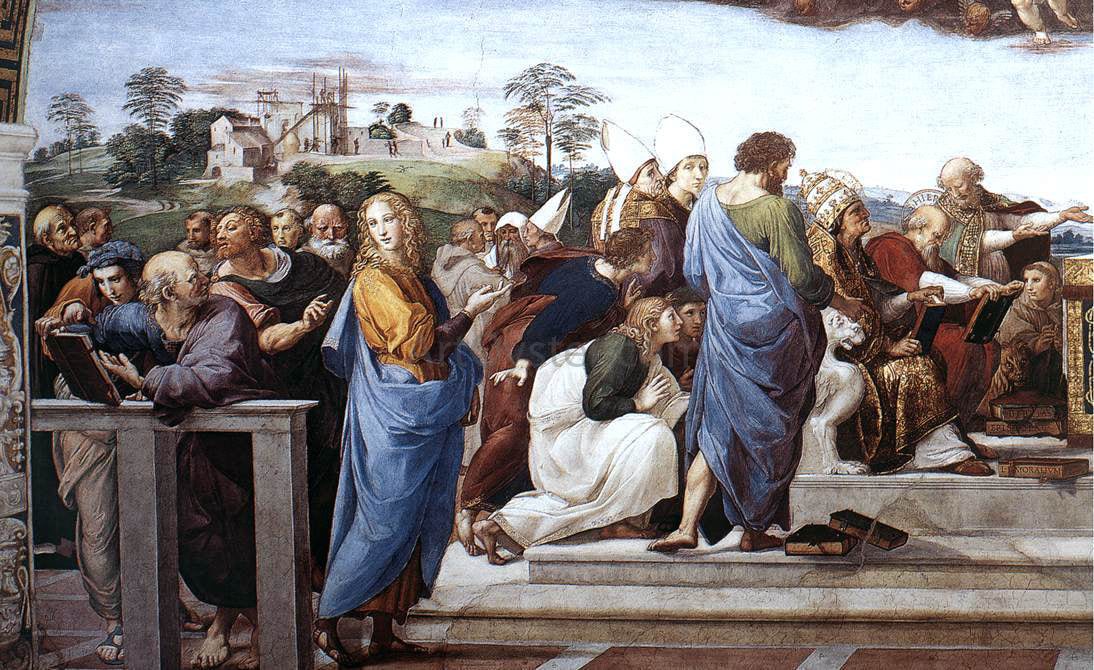 Raphael La Disputa (detail 11) (Stanza della Segnatura) - Canvas Print