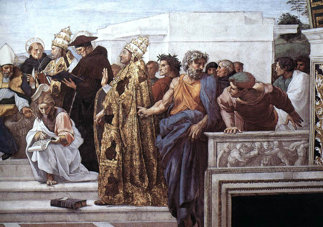 Raphael La Disputa (detail 13) (Stanza della Segnatura) - Canvas Print