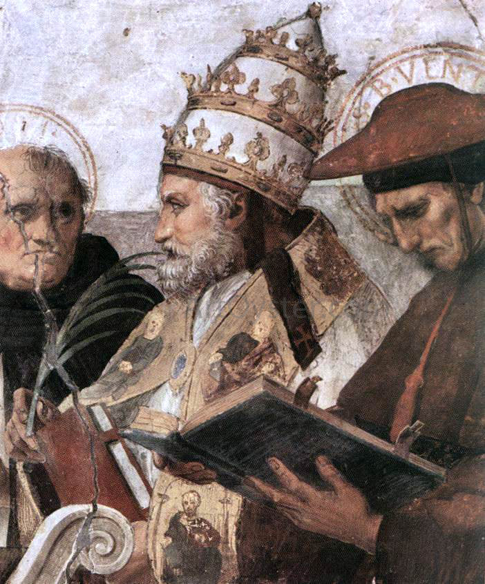 Raphael La Disputa (detail 8) (Stanza della Segnatura) - Canvas Print