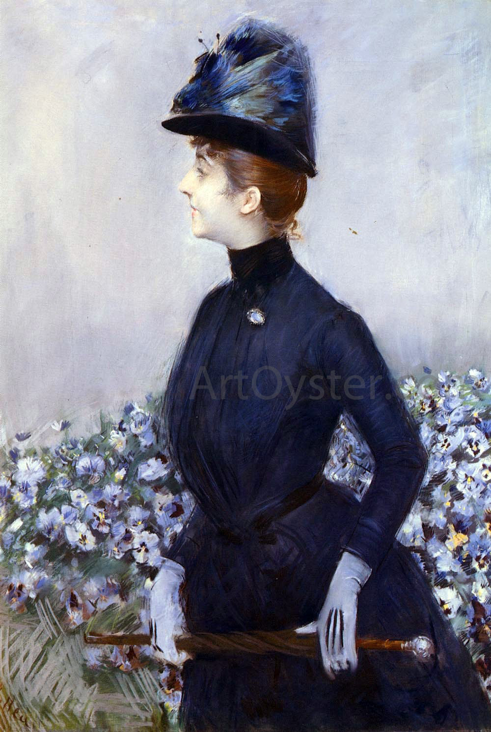 Paul Cesar Helleu La Femme Aux Fleurs - Canvas Print